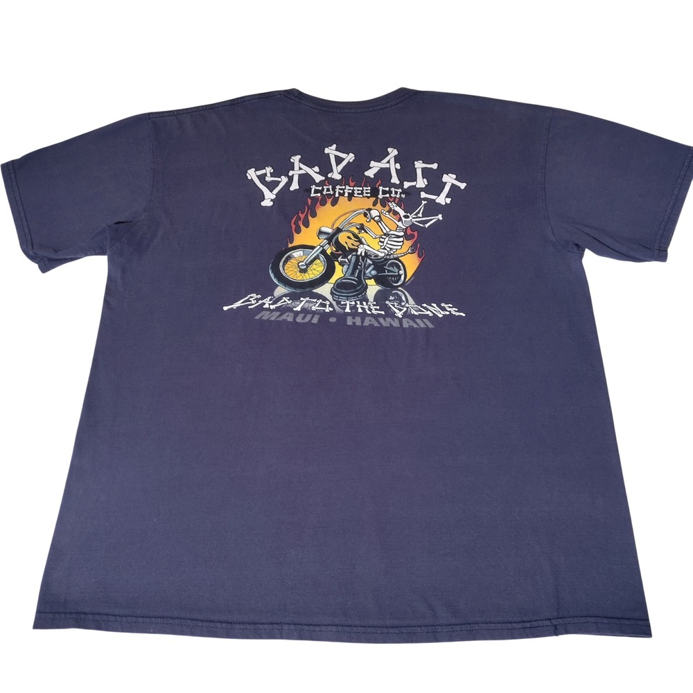 Badass Coffee Co Maui Hawaii Skeleton Biker T-Shirt Navy XXL The Duck Company